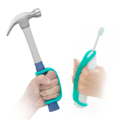 EaZyHold Aqua Two Pack 6.5" - Universal Cuff Hand Gripper, Silicone Adaptive Grip Aid