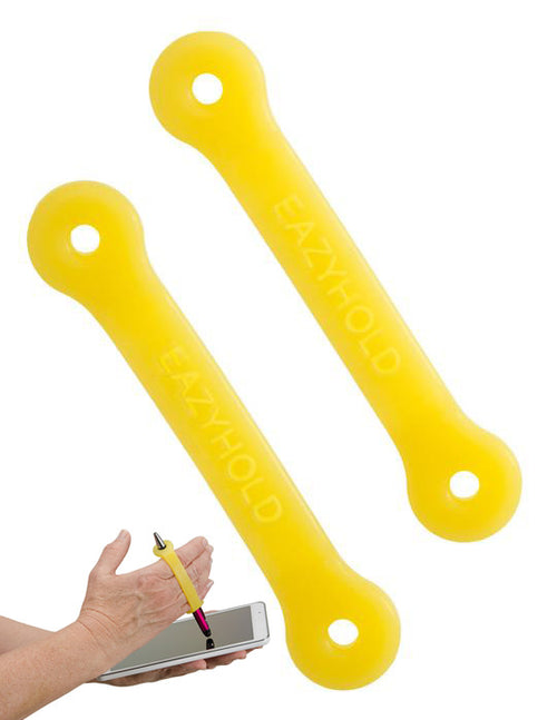EazyHold Yellow Two Pack 4" - Universal Cuff, Silicone Adaptive Grip Aid