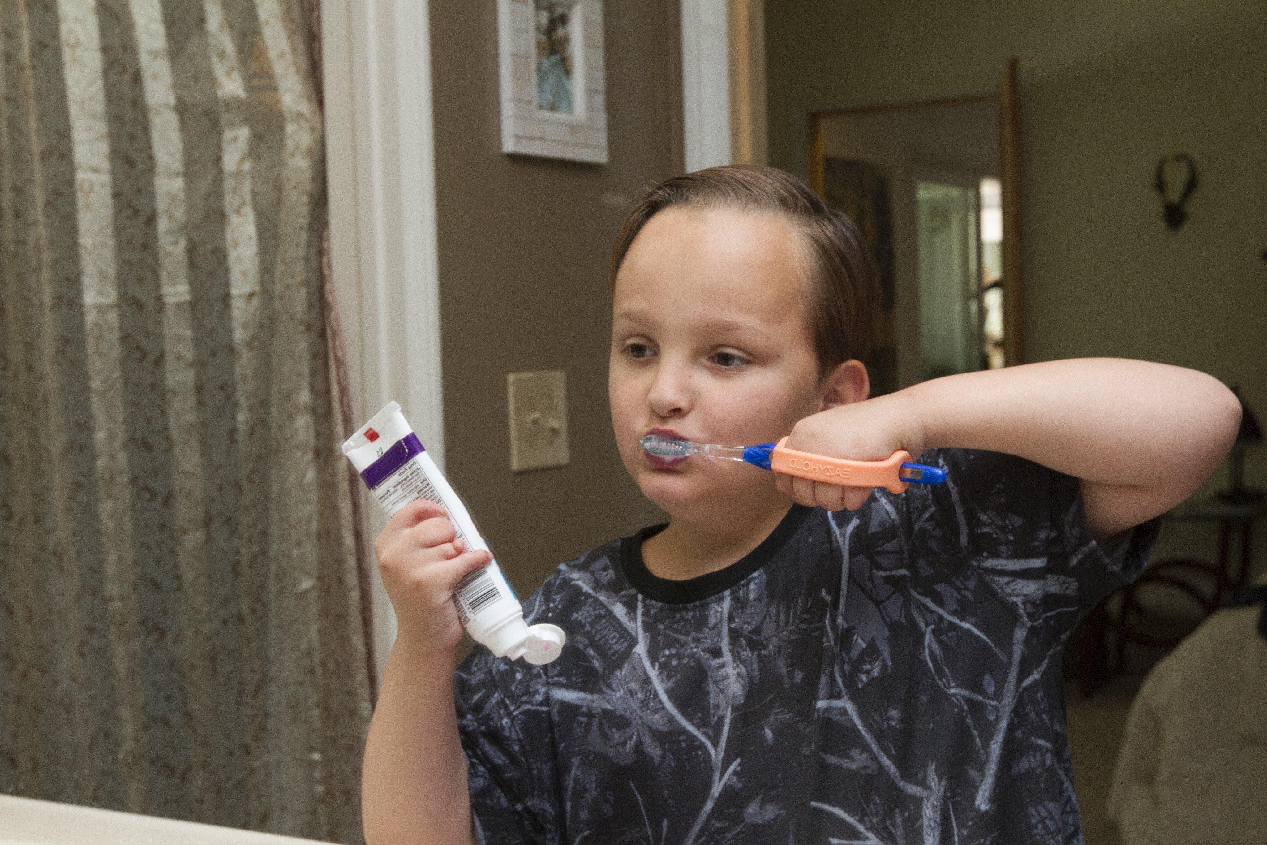 brushing my teeth